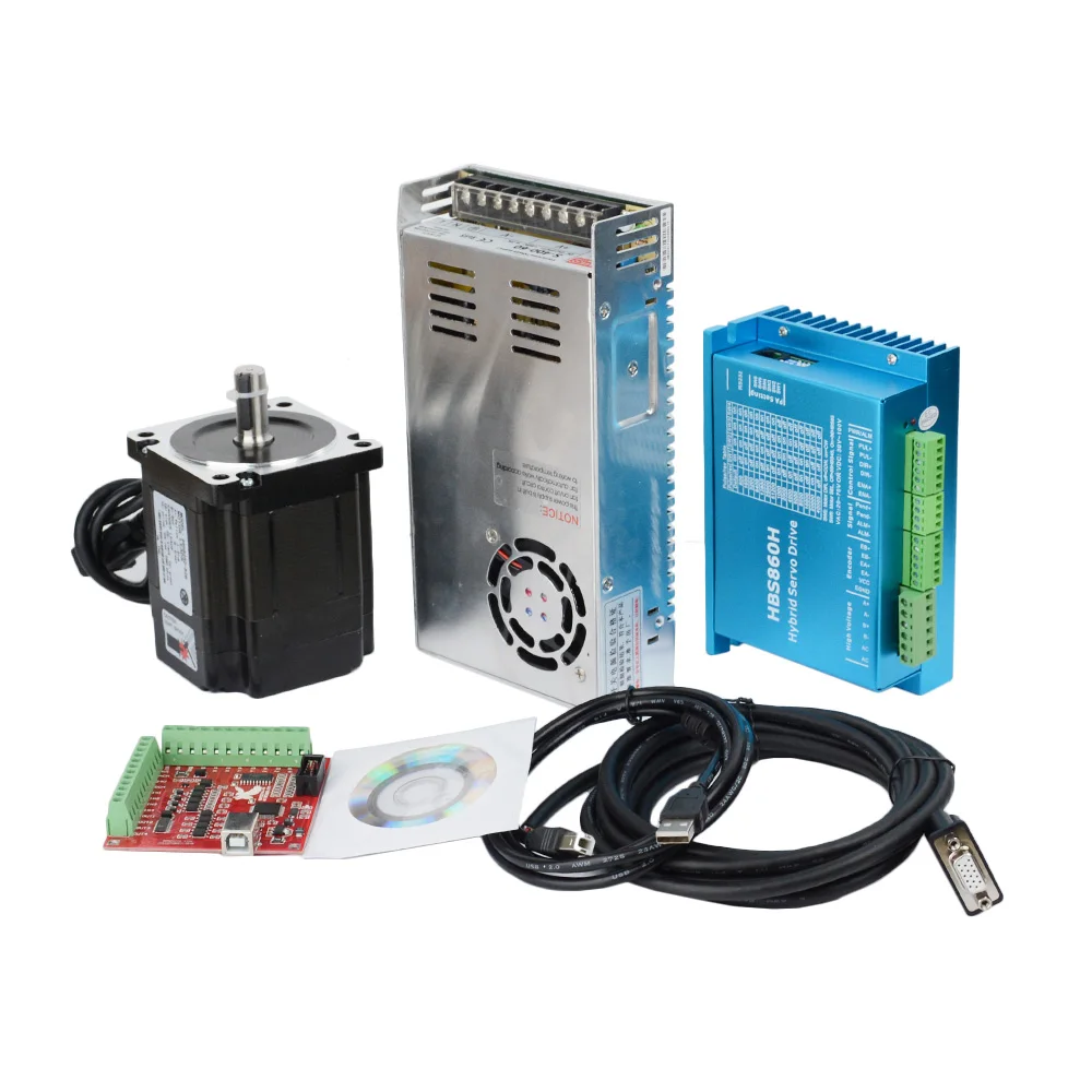 

1 set 5 pcs NEMA 34 closed-loop stepper motor with HBS860H drive (6 dial plastic shell) with mach3