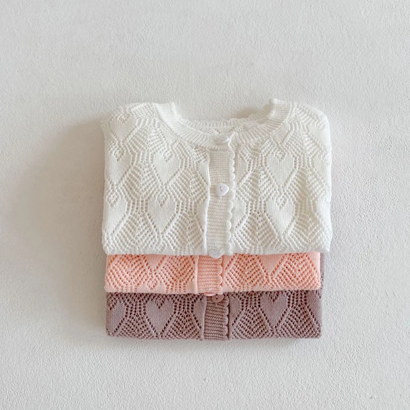 Spring New Baby Clothing 0-3 Year Old Girl Sun Protection Air Conditioning Shirt Long sleeved Knitted Hollow Coat baby girls sweater