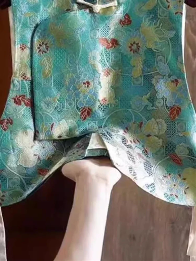 Spring and Autumn Horse Clip Women's New Chinese 2024 New European Goods Tank Top, Vest, Chinese Style Song Brocade Top, Casual