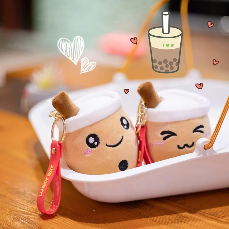 카와이 보바 밀크티 키카힌 부드러운 봉제, 퍼플 핑크 그린 향 밀크 티백 펜던트 데크로, 리틀 페스티벌 선물