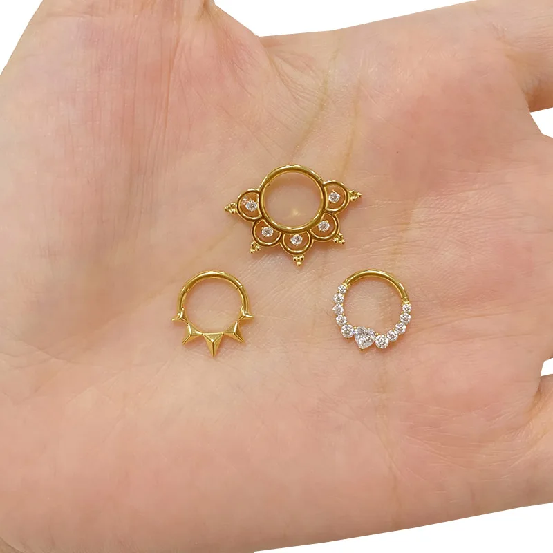 1pc LINEA SFERA Spianato Gemma Segmento A Cerniera Anello 16g - Foto 5