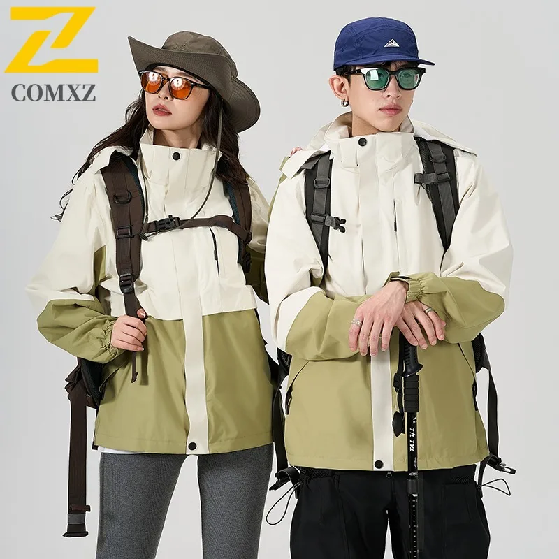 COMXZ Premium Hooded Men Jacket Outdoor Climbing Light Windbreaker Journey Wind Resistant Wear Resistant Autumn Zip Up Coat