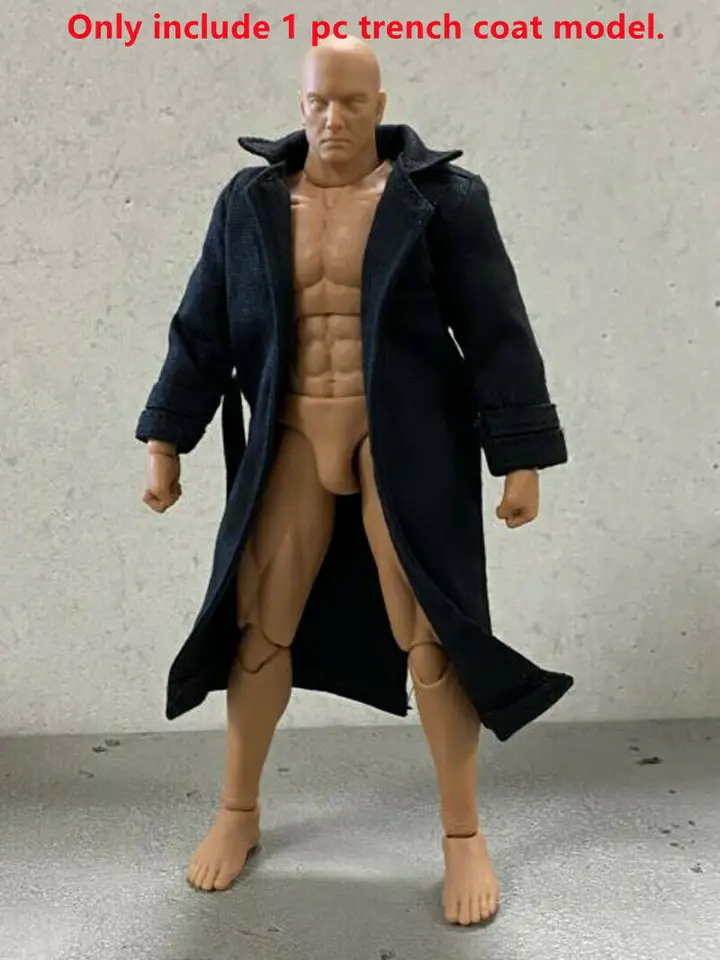 黒の生地のトレンチコート,6インチのフィギュアボディドール用モデル