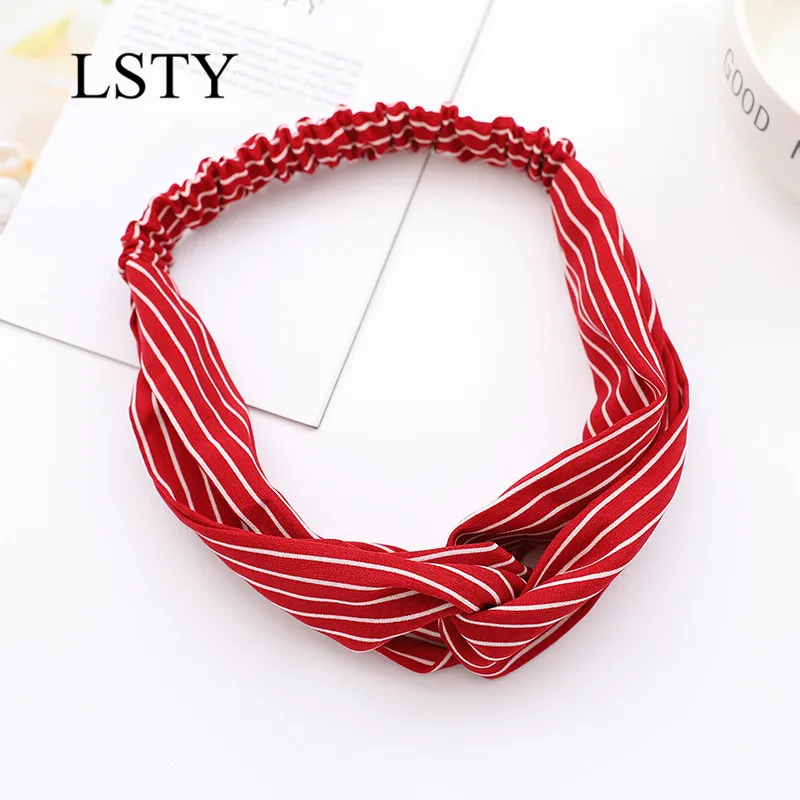 LSTY Fashion Women Summer Autumn Suede Headband Vintage Cross Knot Elastic Hair Bands Soft Solid Girls Hairband Hair Accessories