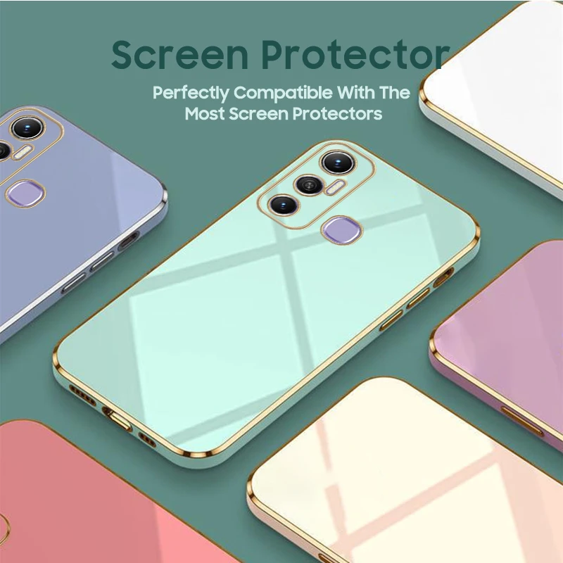 Square Plating Silicone Phone Case For Infinix Models_voghion.com