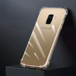 Luxury Airbag Shockproof Transparent Silicone Phone Case - Soft Clear Cover for Samsung A8 Plus 2018 (Clear)