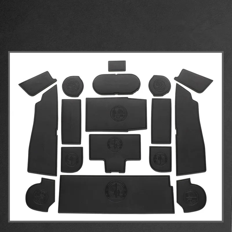 

17 pcs Car Storage Slot Mats Leather Water Mug Anti-slip Mat For Mercedes-Benz A Class 2019 2020 2021 2022