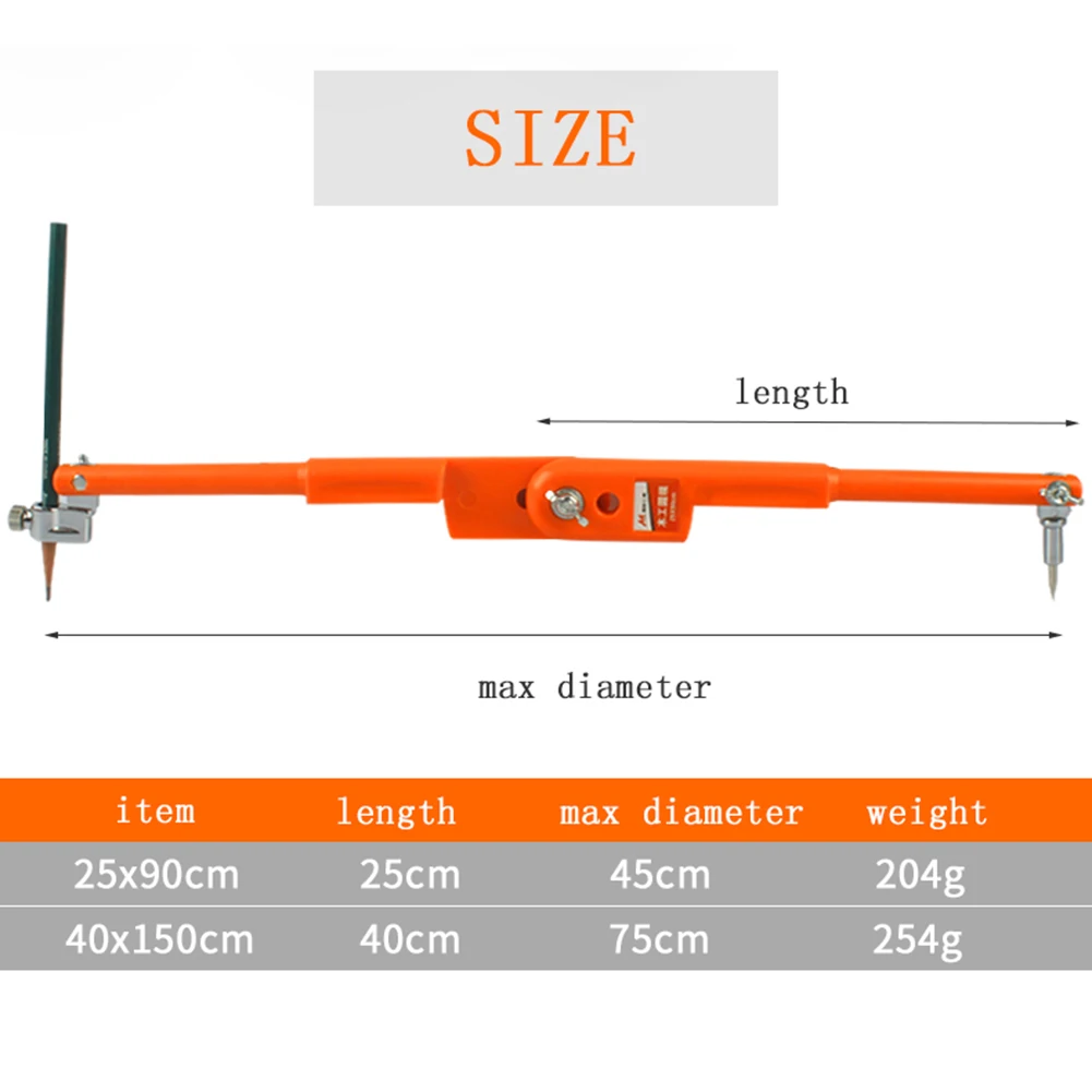 45 Steel Circular Marking Wood Working Drawing Compass Industry Line Scribe Tool Polypropylene Plastic Handle Good Insulation