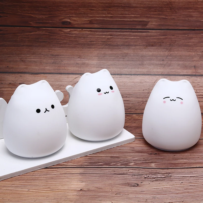 

Cute 7 Colors Cat Soft Silicone LED Touch Sensor Light Cute Night Light Children