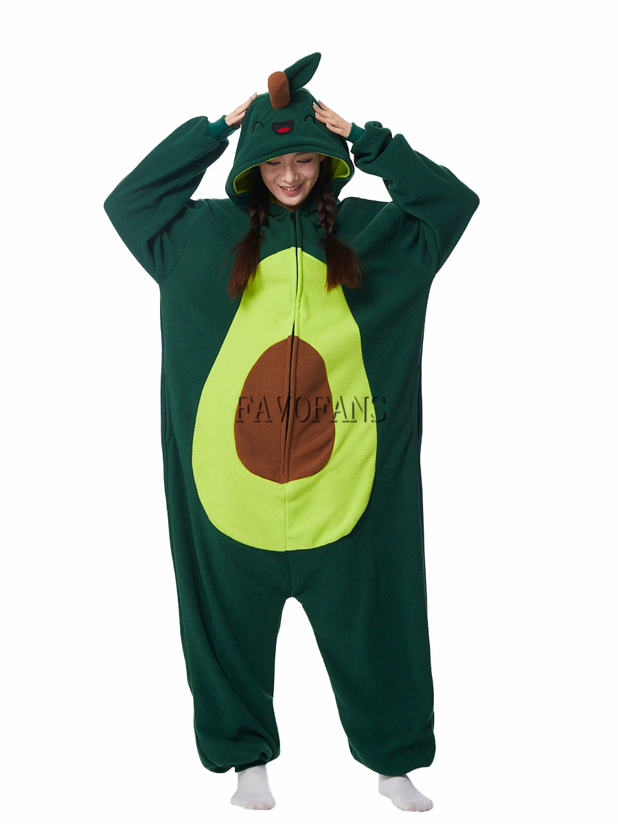 Favofans Kigurumi Onesie Avocado Pajamas For Adult Women Men Cute