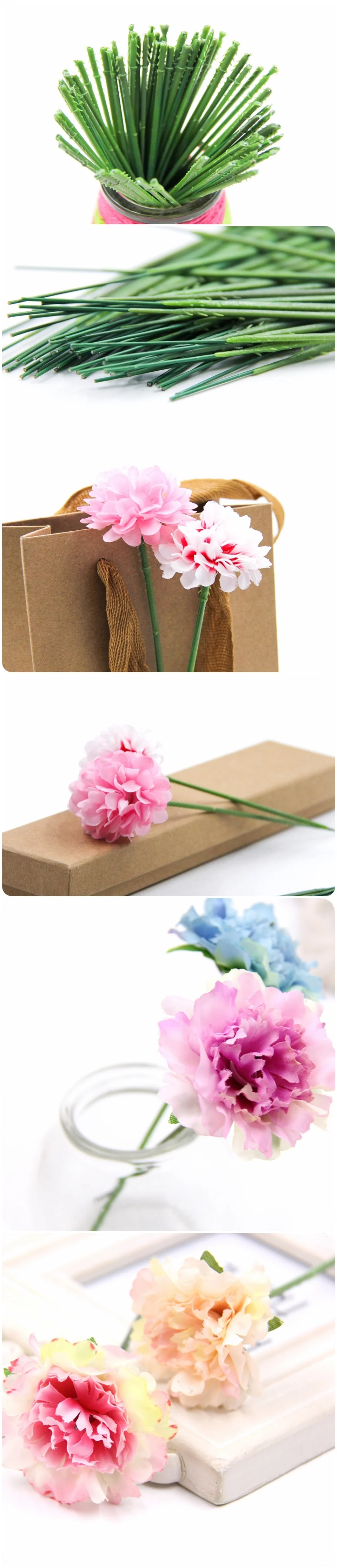 50PCS 13.5CM Short Stem Flower Arrangement Artificial Flower Head Accessory Containing Wire Simulation Flower Wedding Decor