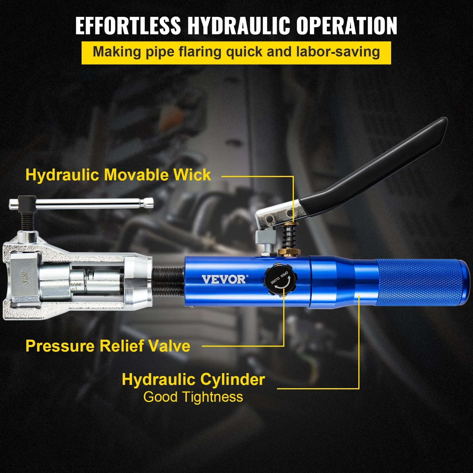 Hydraulic Flaring Tool Kit 3/16"-1/2" 45° Double Brake Flare Tool with Tube Cutter and Deburrer 32 PCS Tube Flaring Tools 4