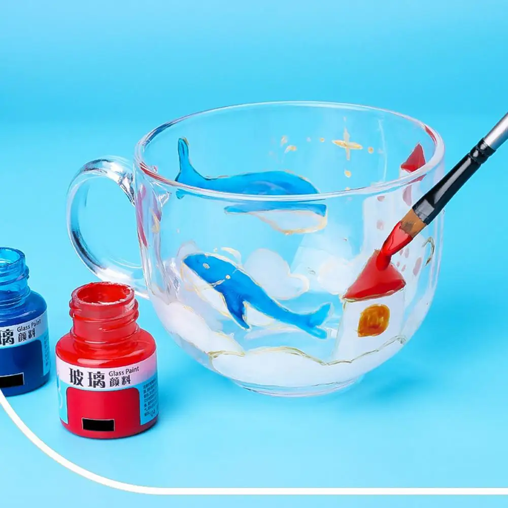 20ml Safe Healthy Glass Paint Vibrant Color Siliceous Glass-Color Paint Wine Bottle Ceramic Glass Pigment Student Art Supplies