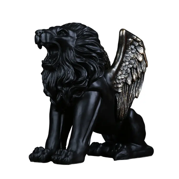 

Lion Modern Nordic Home Decor Accents Creative Resin Interior Living Room Floor Stand Decoration Luxury Winged Lion Ornament