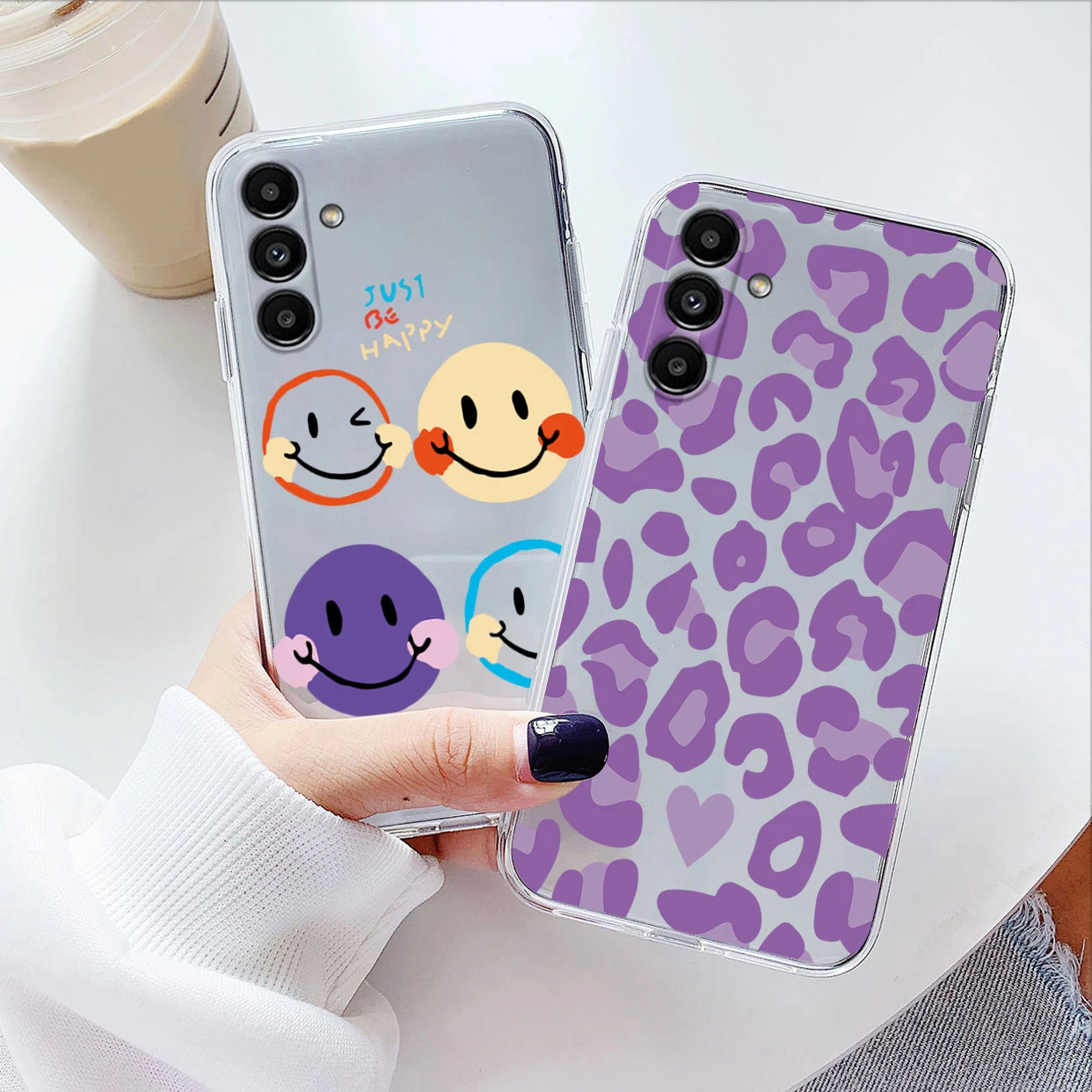 Clear Floral Cartoon Heart Shockproof Soft TPU Case - Transparent Cover