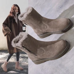 CICIYANG Snow Boots Women Winter 2024 New Suede Cowhide  Ladies Ankle Boots Round Head Keep Warm Fluff Women's Booties Handmade