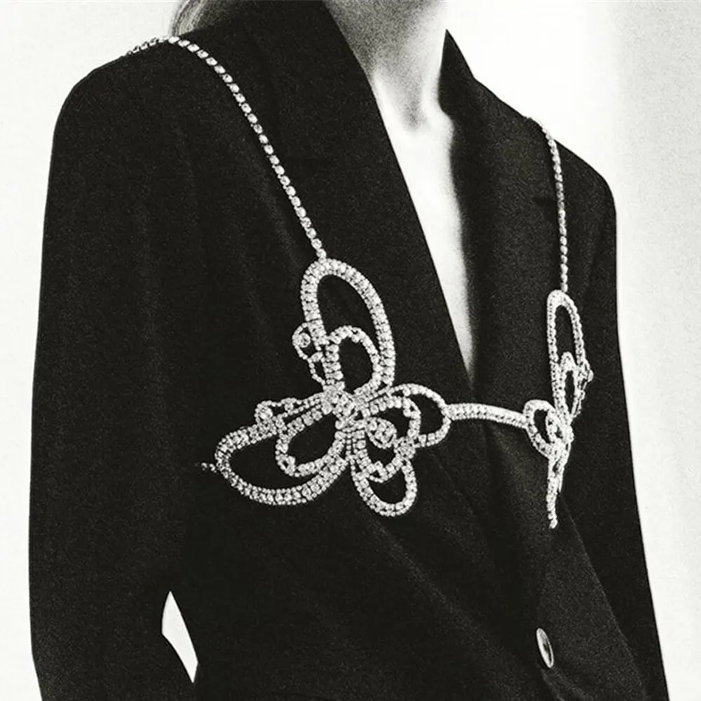 Luxury Rhinestone Butterfly Chest Bracket Bra Chain For Women Sexy