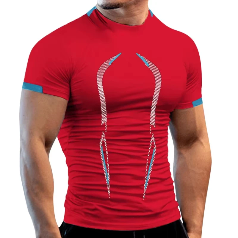 New Summer Gym Breathable T Shirt Men Quick Drying Jogging TShirt Men Training Tees Fitness Tops Running Summer Clothes