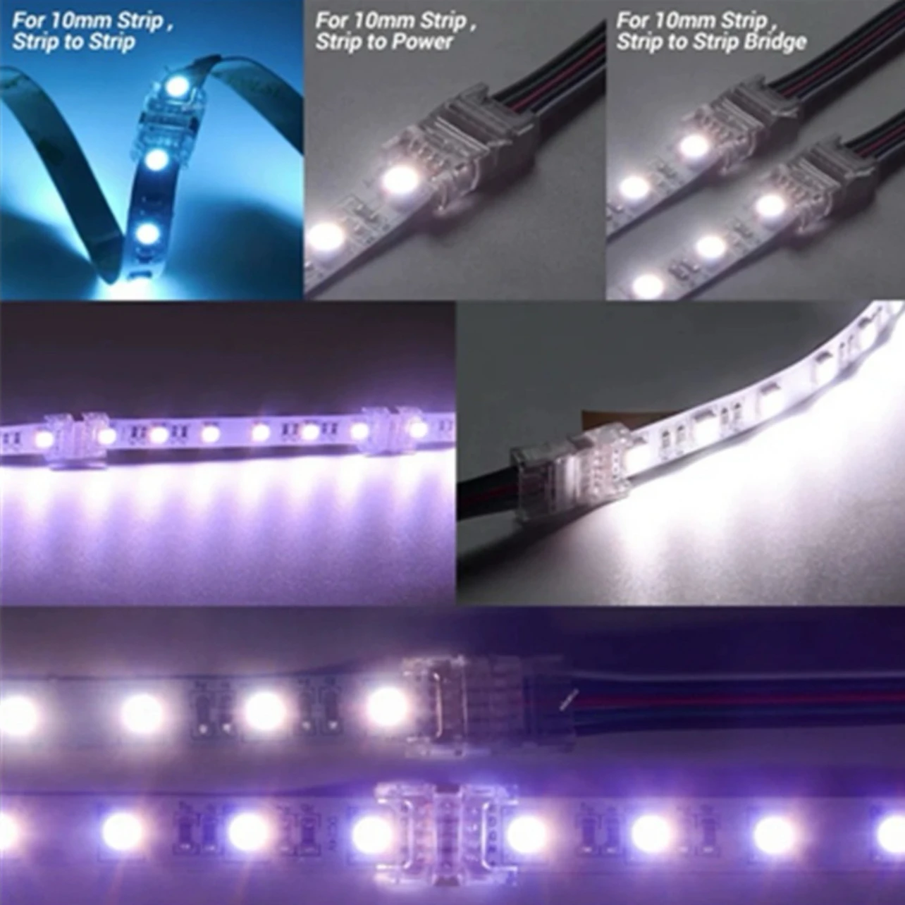 COB LED Wire Connector 2 3 4 Pin Connection Solderless Mini Buckle FCOB RGB CCT LED Strip Lights 5 8 10mm No Dark Area Connector