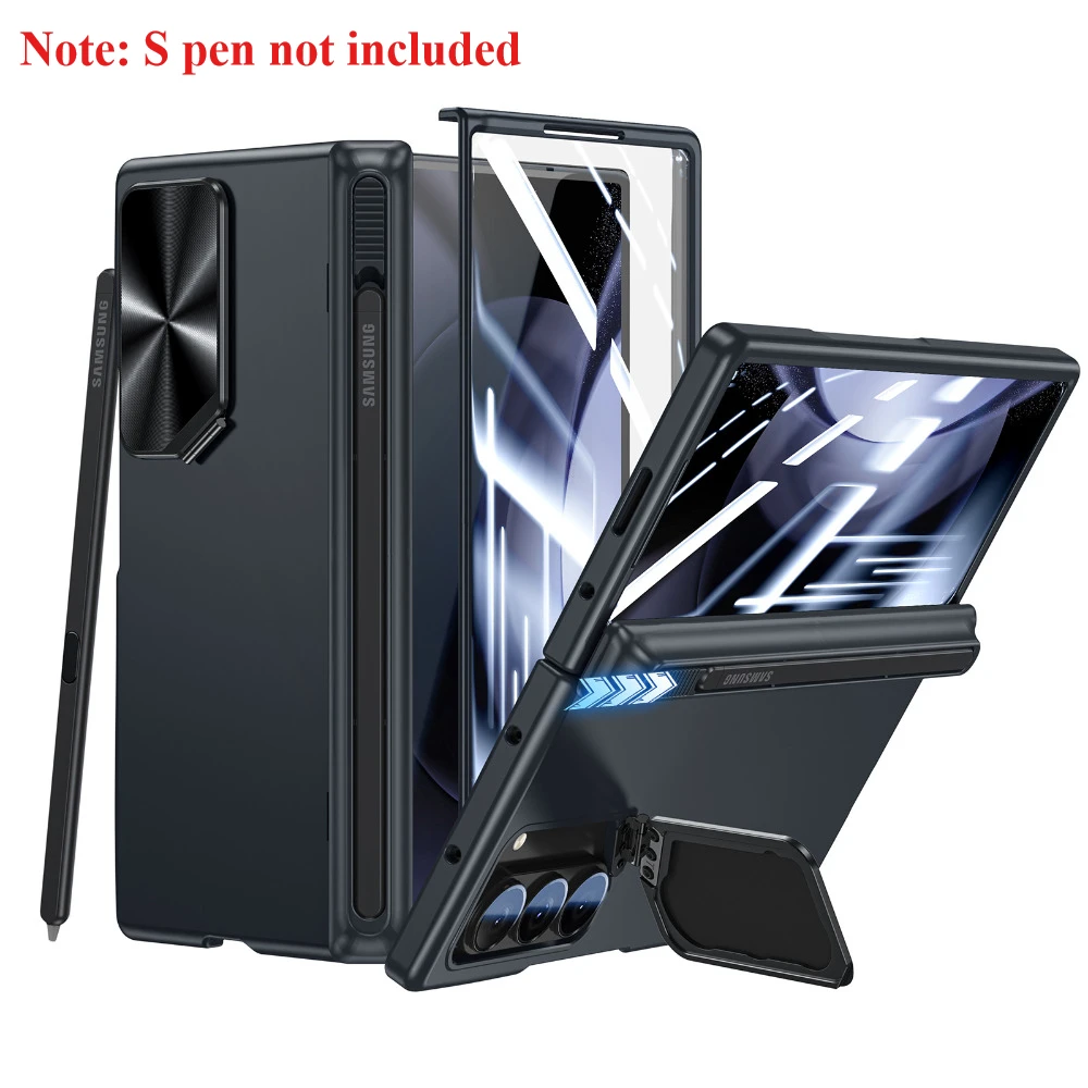 Slim Plating Crystal Clear Case with Full Hinge Protection and Camera Stand Cover