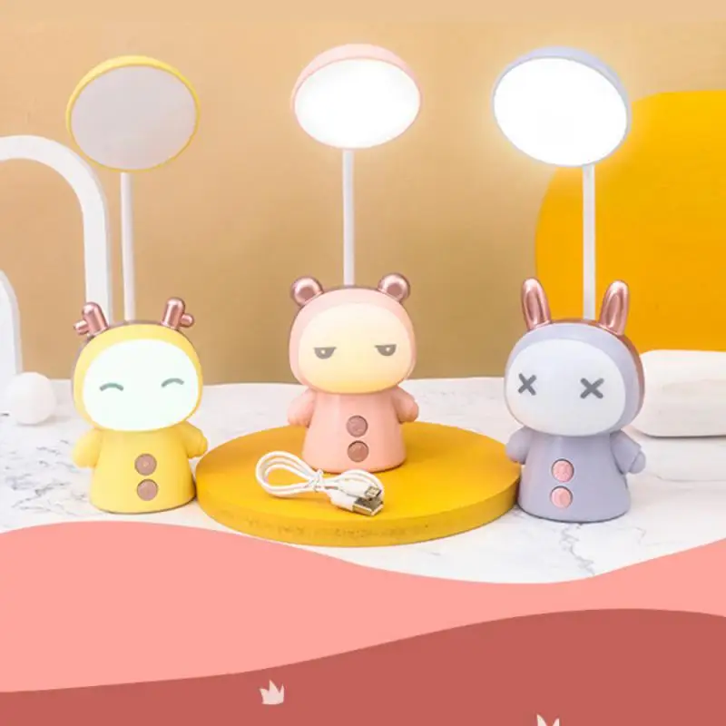 

Cute Cartoon LED Desk Lamp USB Recharge Eye Protective Colorful Night Light For Student Study Reading Book Bedroom Bedside Lamp