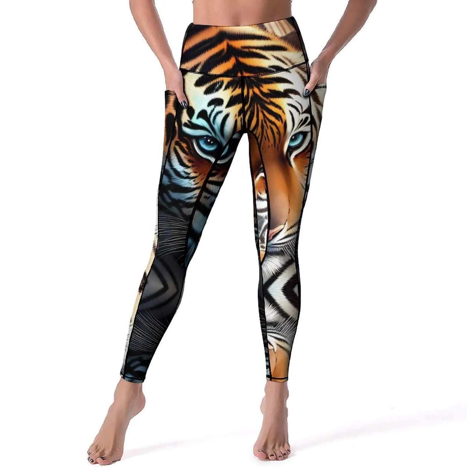 

Caspian Tiger Yoga Pants Sexy Big Cat Print Graphic Leggings Push Up Fitness Gym Leggins Women Vintage Stretchy Sports Tights