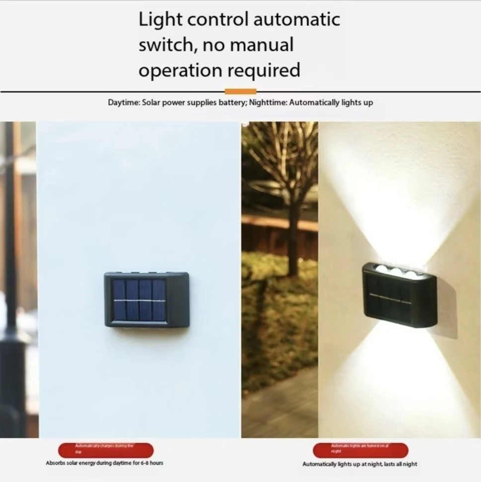 Solar LED Outdoor Wall Light Waterproof Dusk to Dawn Fence Lamp for Garden Yard Porch Pathway Patio Home Decor — view 3