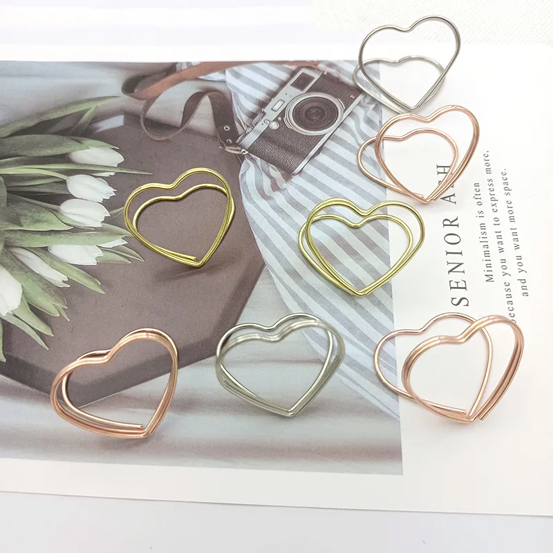 Double Heart Shape Metal Memo Holder Table Placecard Holder Photo Clip Card Stand Wedding Birthday Party HomeDecoration 20/10pcs