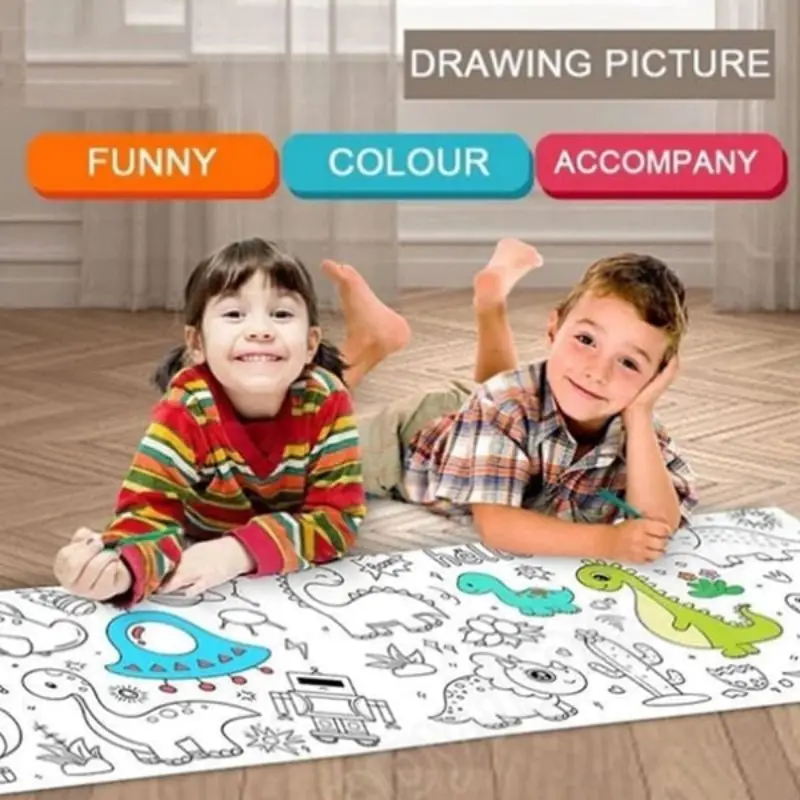 

Children's Drawing Roll DIY Handmade Paper-cut Cartoon Color Filling Sticker Wall Paper Coloring Paper Roll Graffiti Scroll