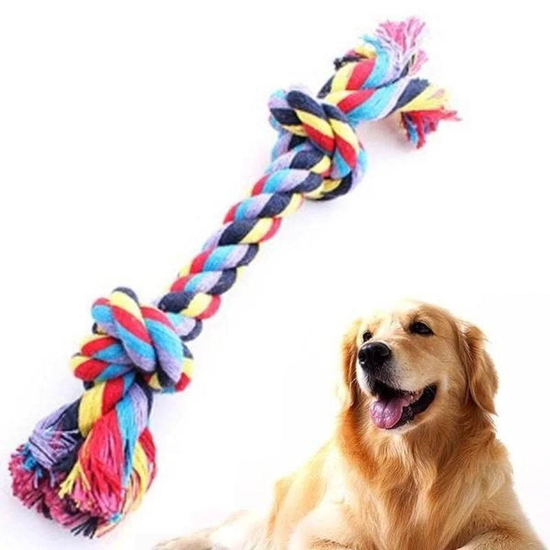 Colorful Double Knot Dog Toys Durable Puppy Teething Toys For Small Large Dogs Trainging Chew
