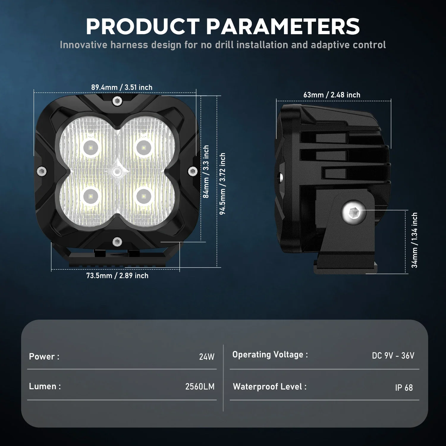 كشافات ليد 3 بوصة 24 واط عدد 2