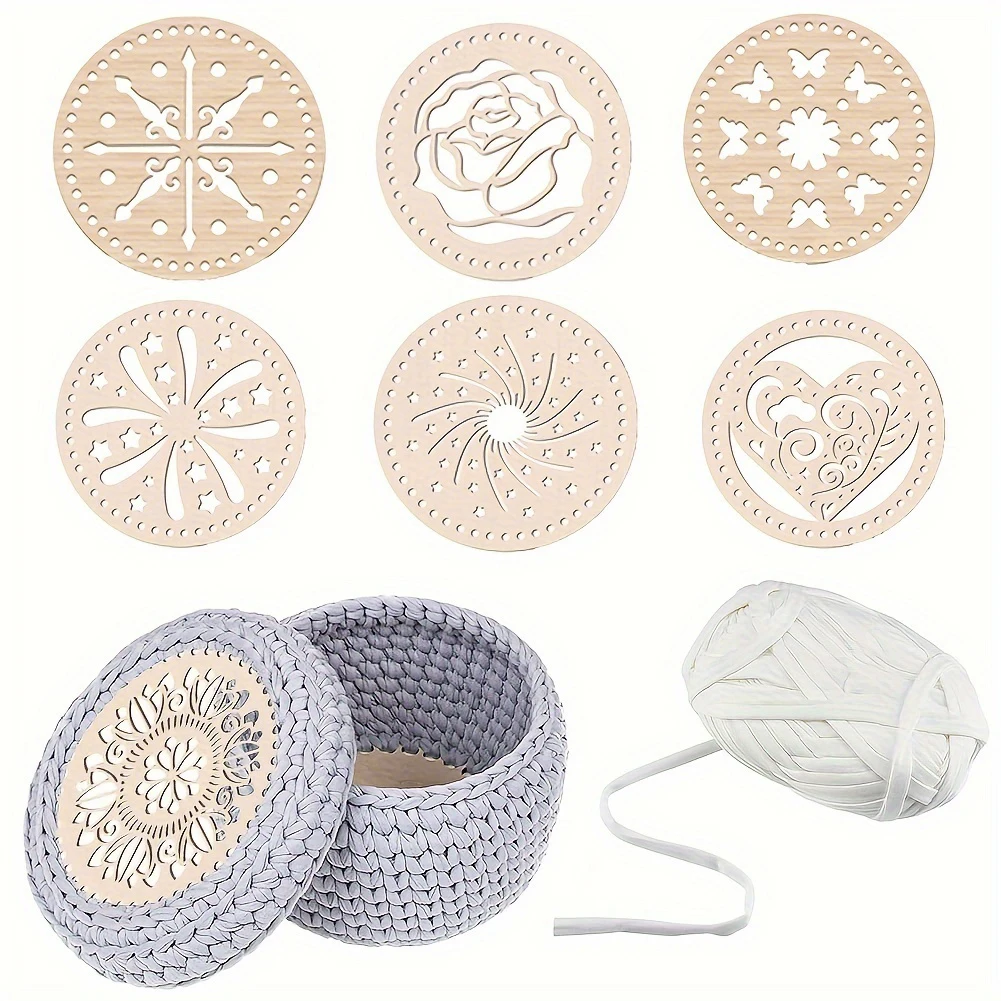 Wooden Crochet Basket Set 1