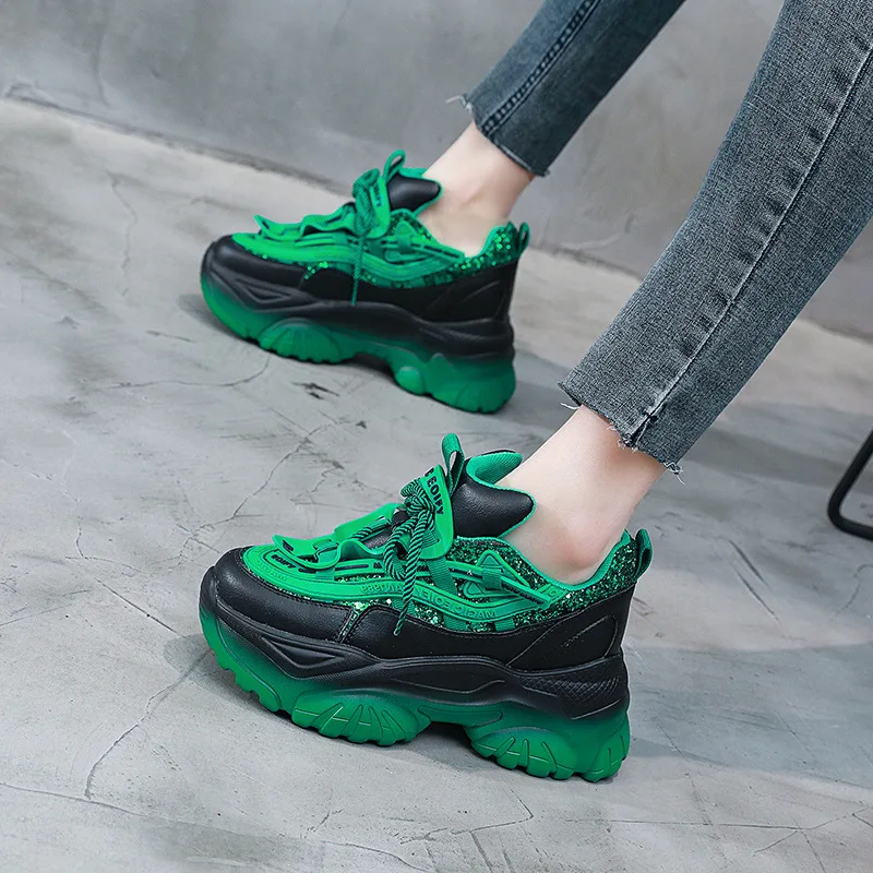 

Women's Sneakers Inner heightened 8CM leather white shoes women's 2022 spring new all-match Korean version thick bottom
