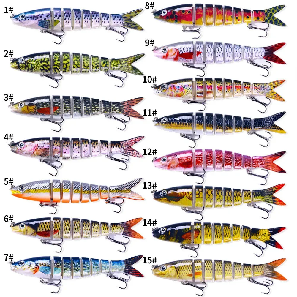 13.4cm/4.5cm Minnow Wobblers Pike Fishing Lures Artificial Multi Jointed Sections Artificial Hard Bait Trolling Bass Carp Tools