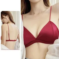Soutien-gorge de Style français pour femmes, poitrine enveloppée, sangle d'épaule réglable, boucle unique, haut tubulaire Sexy en Satin, sous-vêtements, Lingerie 3