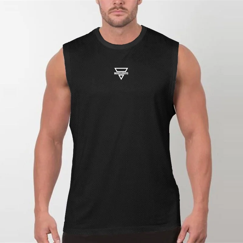 Brand Men's Street Stly Comfortable Fitness Tank Top Training Slim Singlets Clothing Mesh Quick Dry  Bodybuilding Vest