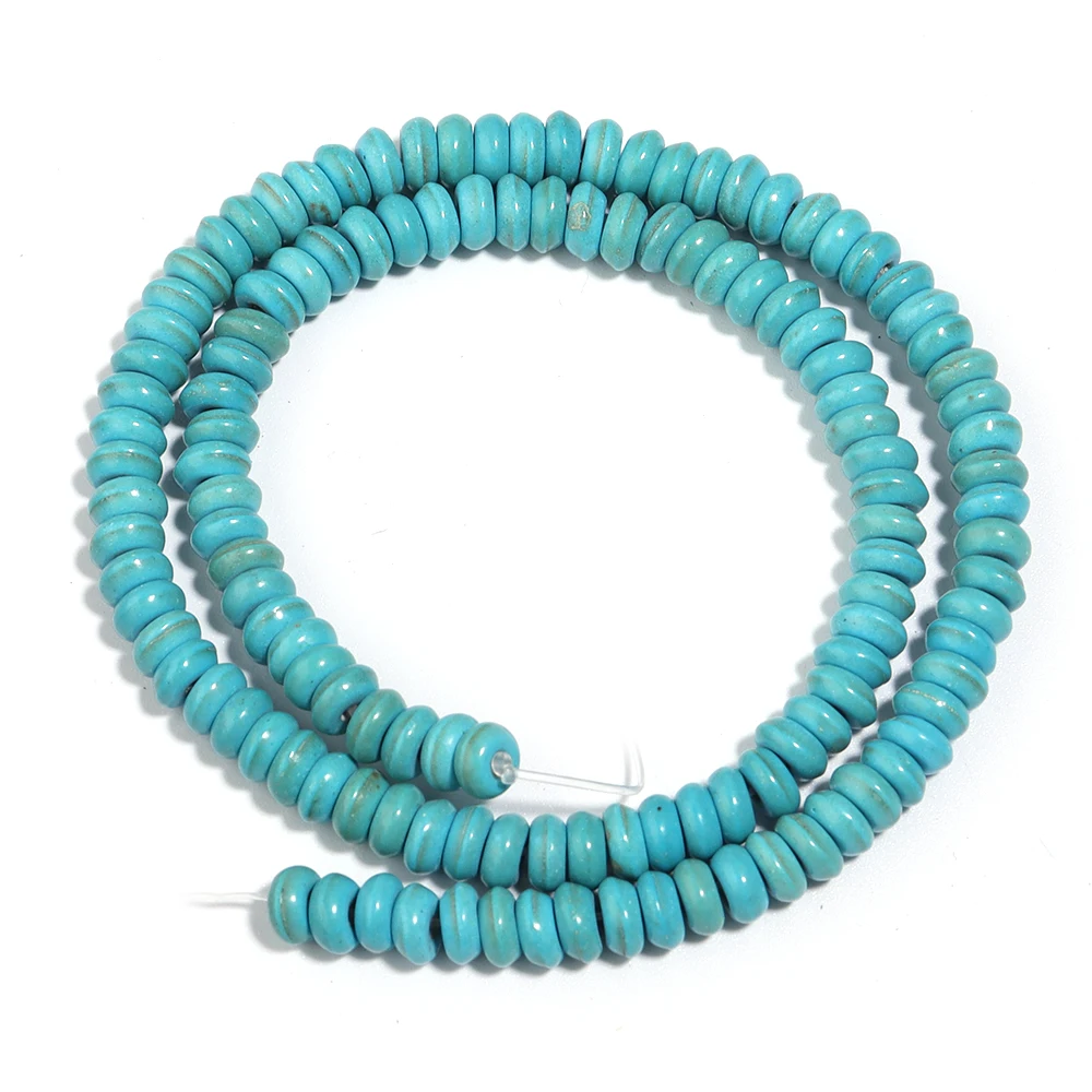 Natürliche Stein Perlen Blau Weiß Türkis Stein Flache Runde Lose Spacer Perlen Für Schmuck Machen DIY Armband Halskette Zubehör – Detail 8