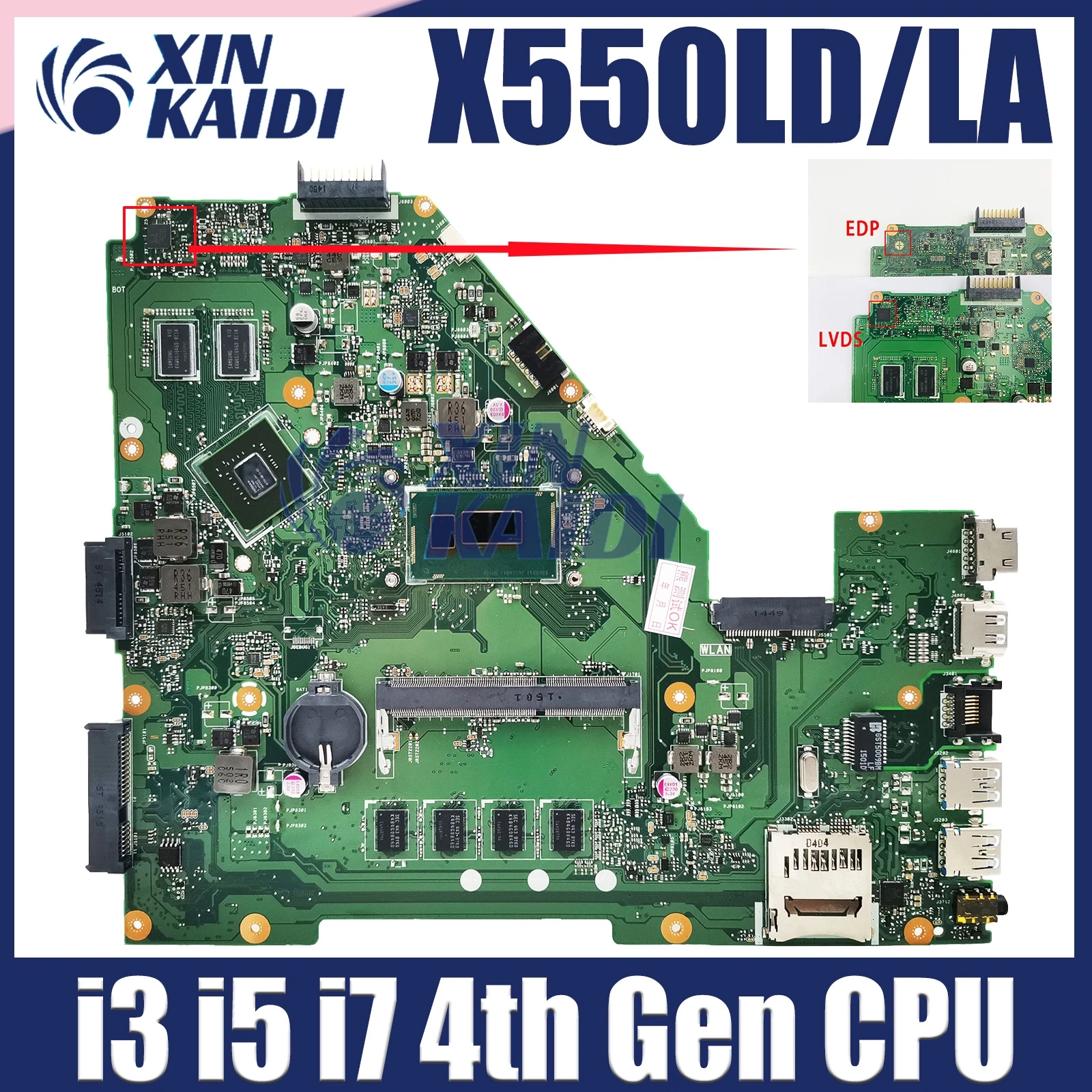 Материнская плата для ноутбука X550LD для ASUS VivoBook X550LC X550LA Y581L W518L X550LN W/4G-RAM I3-4005U I5-4200U I7-4500U 100%