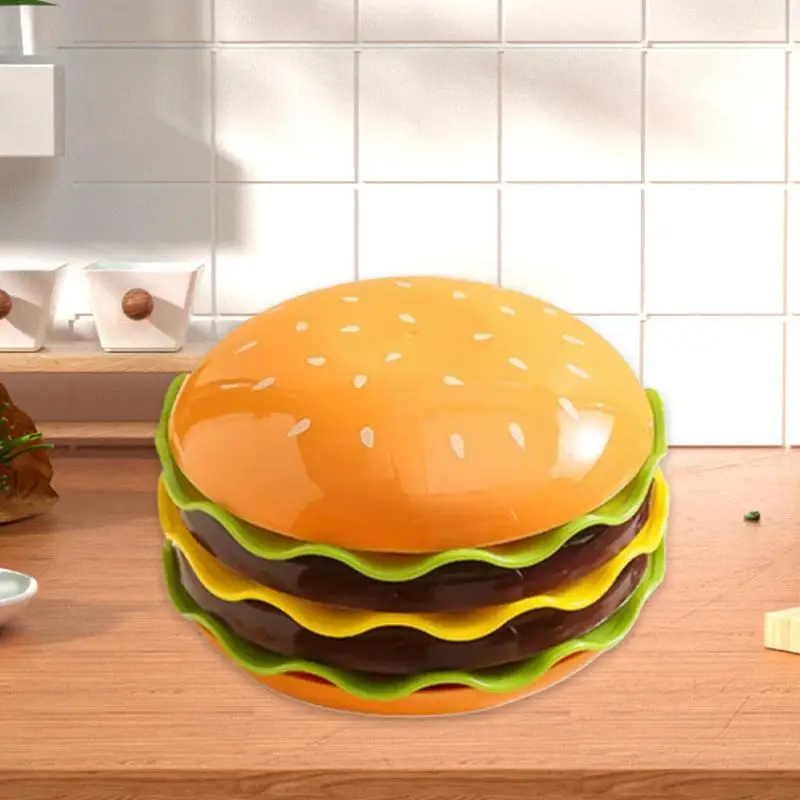 Stackable Hamburger Plate Hamburger Dish 7 Pieces Tableware