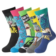 Ricked Morties cartoon socks funny hip hop personality anime socks fashion skarpety high quality sewing pattern socks batch