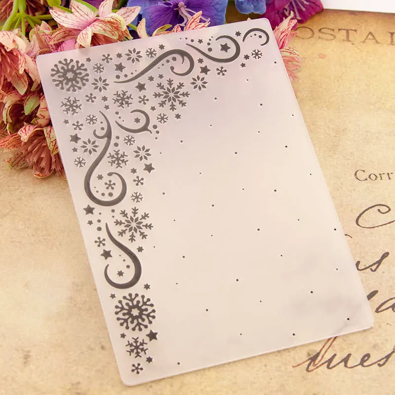 Christmas Snowflake Cornor Lace Plastic Embossing Folders DIY Craft Folders Template Stencils for Photo Album Decor EM156 plastic embossing folder embossing folder