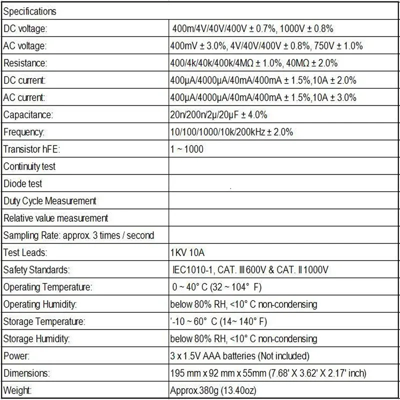 MASTECH MS8268 Auto Range Digital Multimeter AC/DC Voltage Tester ohm Frequency Capacitance Meter diode test