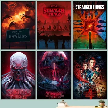 TV drama Stranger T-Things Poster Art canvas painting Coffee House Bar Room Wall Decor 1