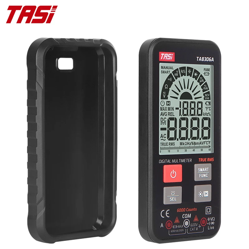 

TASI TA8306A Digital Multimeter Professional Auto Tester Ture RMS AC DC NCV Tester Ohm Capacitance Hz Voltage Smart Multimetro