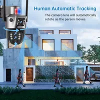 Caméra de Surveillance extérieure solaire 4G Sim 6K 12MP trois objectifs 10 Zoom numérique sans fil Cctv PTZ IP66 caméras de panneau solaire de sécurité 3