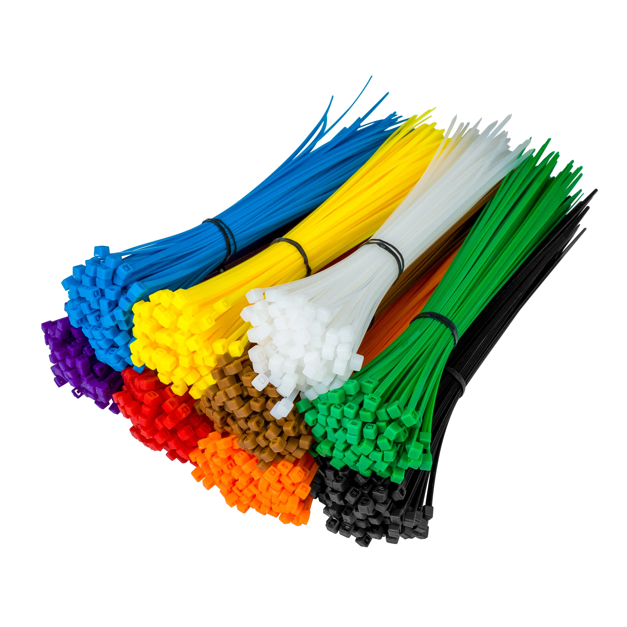 Multicolor Self-Locking Nylon Cable Ties - 3x200mm Plastic Wire Bundling Loops