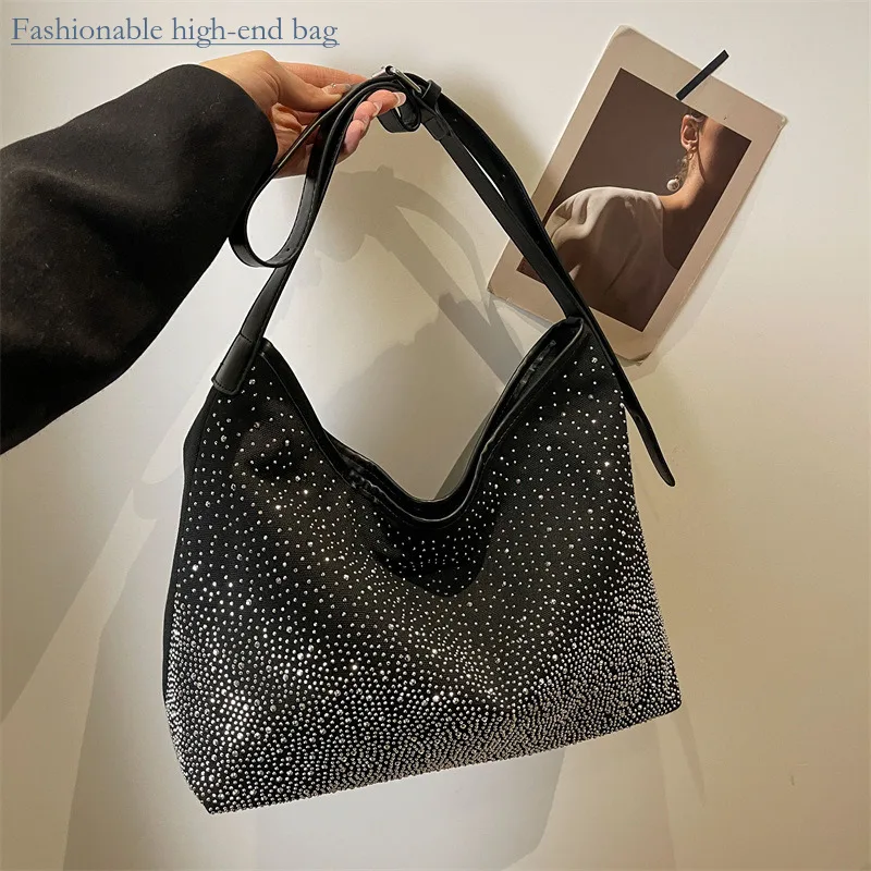 

2024 New Women with Sense of Luxury and Large Capacity Canvas for Women's Fashionable Inlaid Shoulder Bag Handbags High Quality