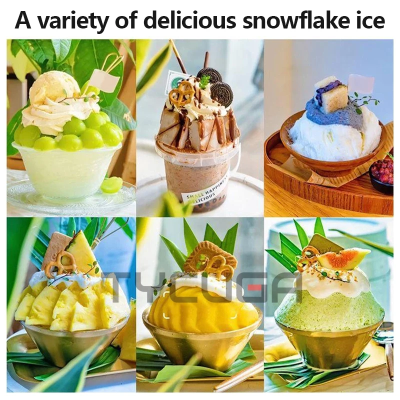 120KG/24H Ice Maker Snow Shaver Machine 750W Snowflake Ice Shaving Device Commercial Korea Bingsu Snowflake Machine Air Cooling 3