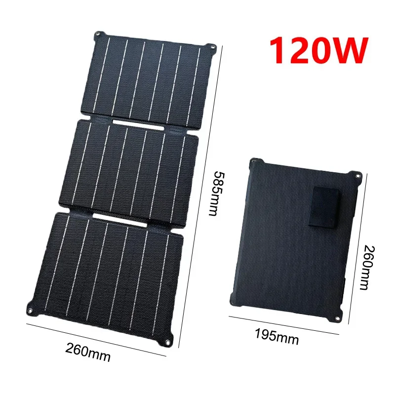 태양 전지 패널 접이식 태양열 충전기, ETFE USB 5V/DC 12V 안전 충전 셀, 가정 야외 캠핑용 태양광 전화 충전기, 120W