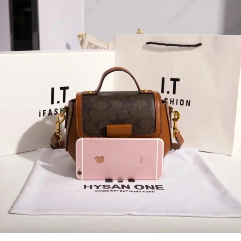 2024 New minimalist and fashionable small handbag, women's bag with contrasting colors, designer's high-end single shoulder cros